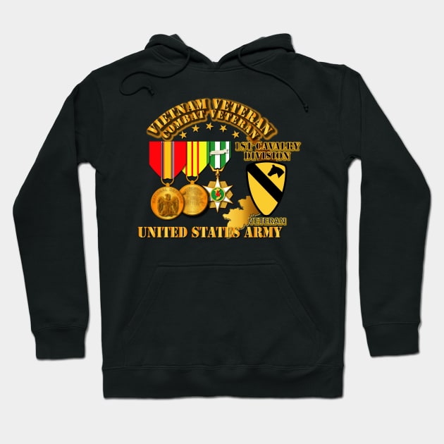 Vietnam  Vet - w Medals - VN - 1st Cav Division Hoodie by twix123844